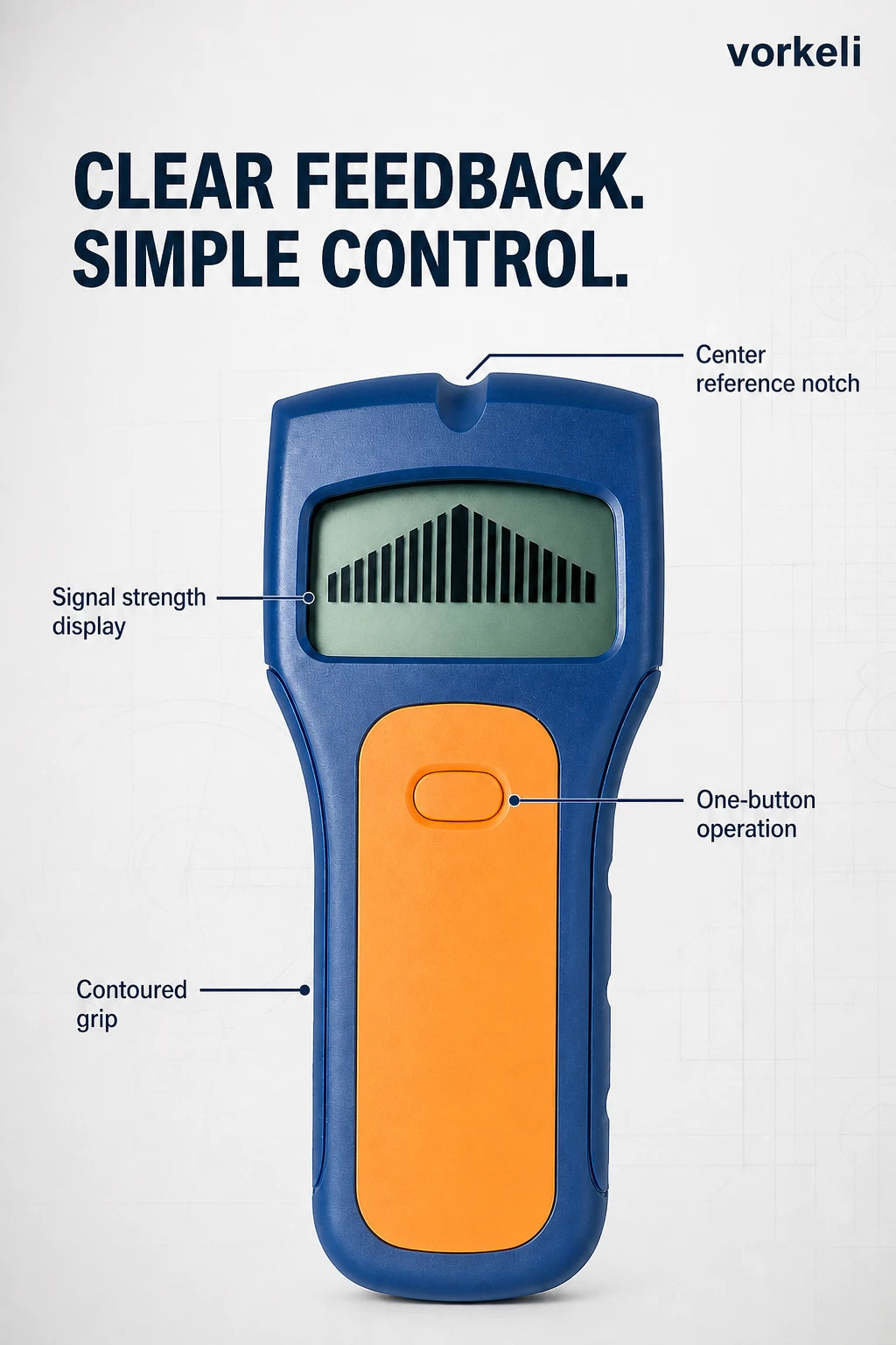 VORKELI 3-in-1 Electronic Stud Finder – Wood, Metal & Live Wire Wall Scanner detail 2