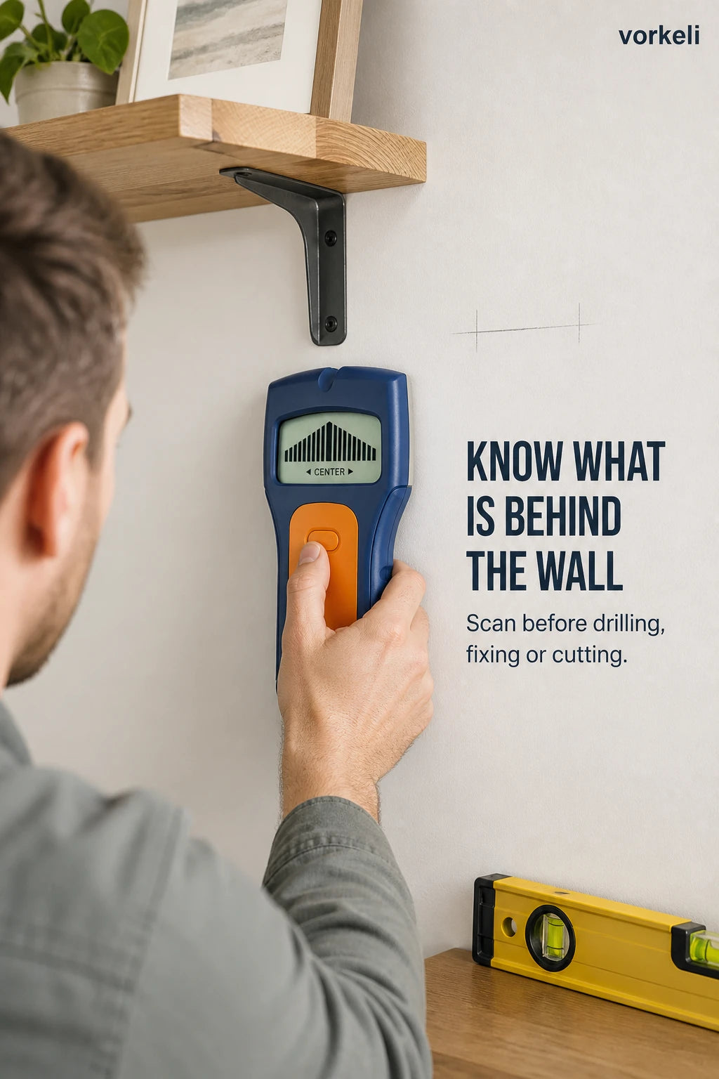 VORKELI 3-in-1 Electronic Stud Finder – Wood, Metal & Live Wire Wall Scanner detail 1